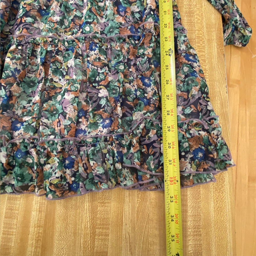 Anthro Flirty Floral Mini Dress L Long Sleeve Prairie Cowgirl Festival - Picture 6 of 8